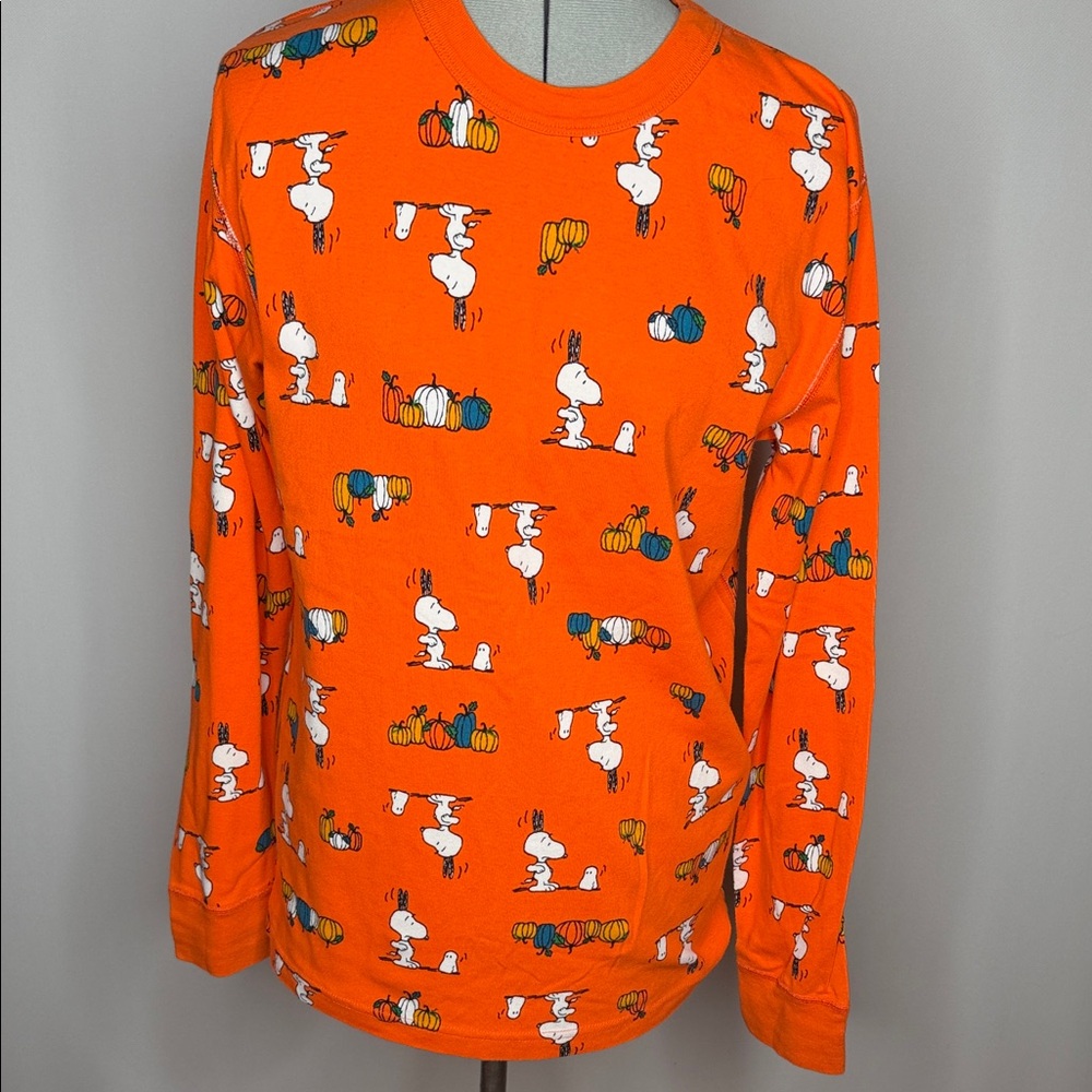 Hanna Andersson Orange Snoopy Pumpkin Shirt peanuts size large